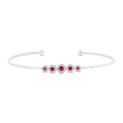 0.14ct Diamond & 0.28ct Ruby 14k White Gold Bangle