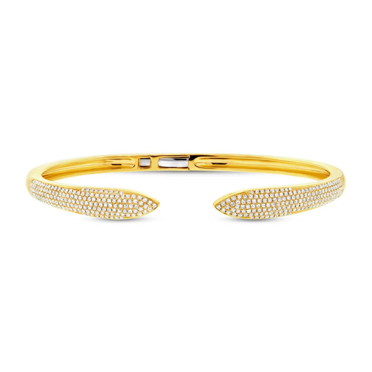 1.08ct 14k Yellow Gold Diamond Claw Bangle