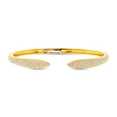 1.08ct 14k Yellow Gold Diamond Claw Bangle