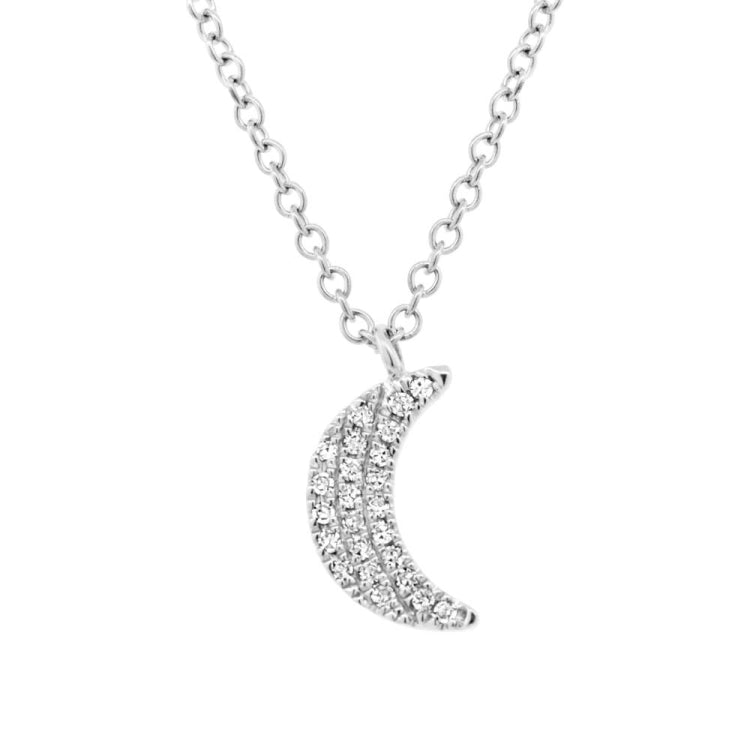 0.06ct 14k White Gold Crescent Moon Pendant