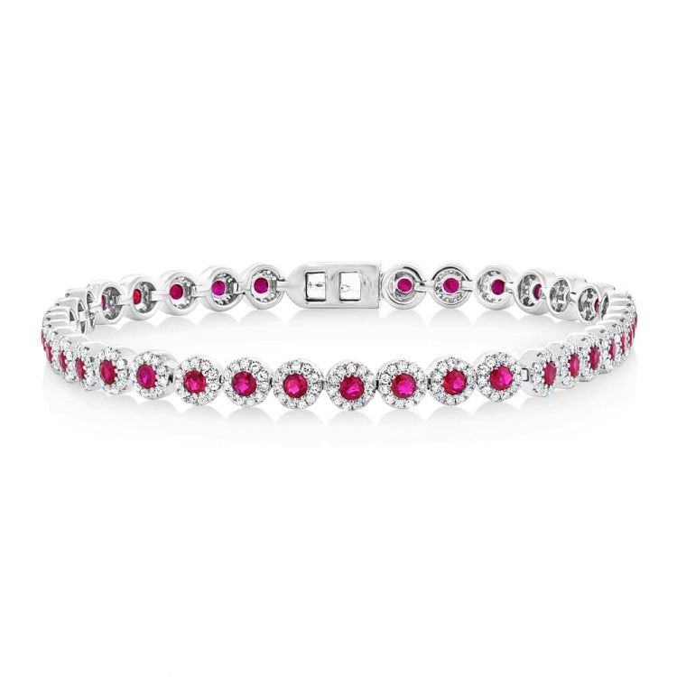 1.22ct Diamond & 2.03ct Ruby 14k White Gold Lady's Bracelet
