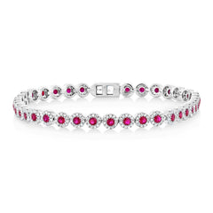 1.22ct Diamond & 2.03ct Ruby 14k White Gold Lady's Bracelet