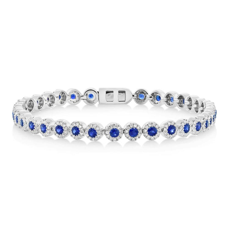 1.22ct Diamond & 2.44ct Blue Sapphire 14k White Gold Lady's Bracelet