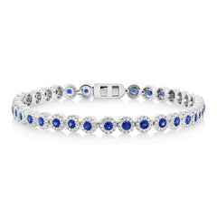 1.22ct Diamond & 2.44ct Blue Sapphire 14k White Gold Lady's Bracelet