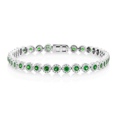 1.22ct Diamond & 1.97ct Green Garnet 14k White Gold Lady's Bracelet