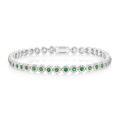 1.08ct Diamond & 1.48ct Green Garnet 14k White Gold Lady's Bracelet