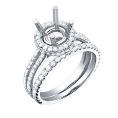 1.00ct 18k White Gold Diamond Semi-mount Ring 2-pc Size 7.25