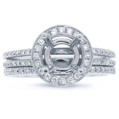 1.00ct 18k White Gold Diamond Semi-mount Ring 2-pc Size 7.25