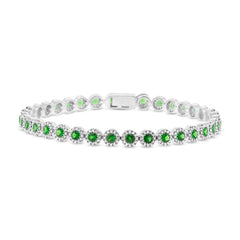 1.28ct Diamond & 2.95ct Green Garnet 14k White Gold Bracelet