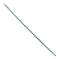 1.28ct Diamond & 2.95ct Green Garnet 14k White Gold Bracelet