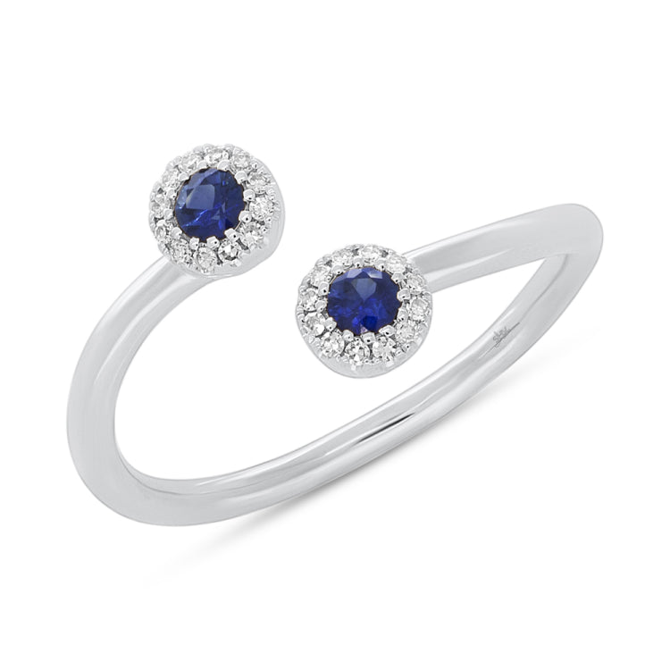 0.07ct Diamond & 0.20ct Blue Sapphire 14k White Gold Lady's Ring