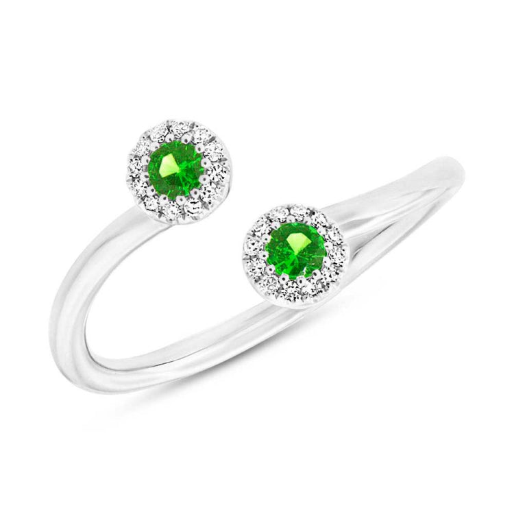 0.07ct Diamond & 0.18ct Green Garnet 14k White Gold Lady's Ring
