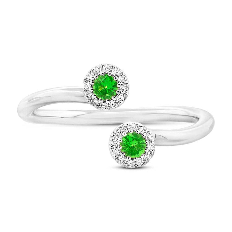 0.07ct Diamond & 0.18ct Green Garnet 14k White Gold Lady's Ring