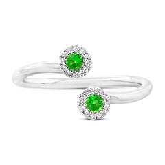 0.07ct Diamond & 0.18ct Green Garnet 14k White Gold Lady's Ring
