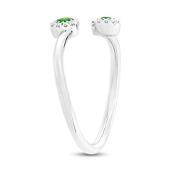 0.07ct Diamond & 0.18ct Green Garnet 14k White Gold Lady's Ring