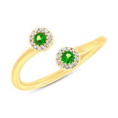 0.07ct Diamond & 0.18ct Green Garnet 14k Yellow Gold Lady's Ring