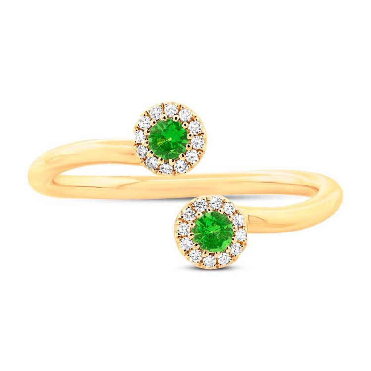 0.07ct Diamond & 0.18ct Green Garnet 14k Yellow Gold Lady's Ring
