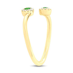 0.07ct Diamond & 0.18ct Green Garnet 14k Yellow Gold Lady's Ring