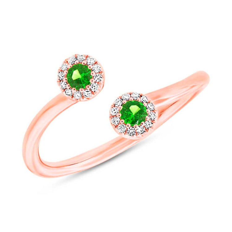 0.07ct Diamond & 0.18ct Green Garnet 14k Rose Gold Lady's Ring