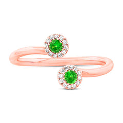 0.07ct Diamond & 0.18ct Green Garnet 14k Rose Gold Lady's Ring