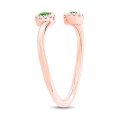 0.07ct Diamond & 0.18ct Green Garnet 14k Rose Gold Lady's Ring