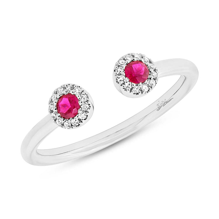 0.07ct Diamond & 0.20ct Ruby 14k White Gold Lady's Ring