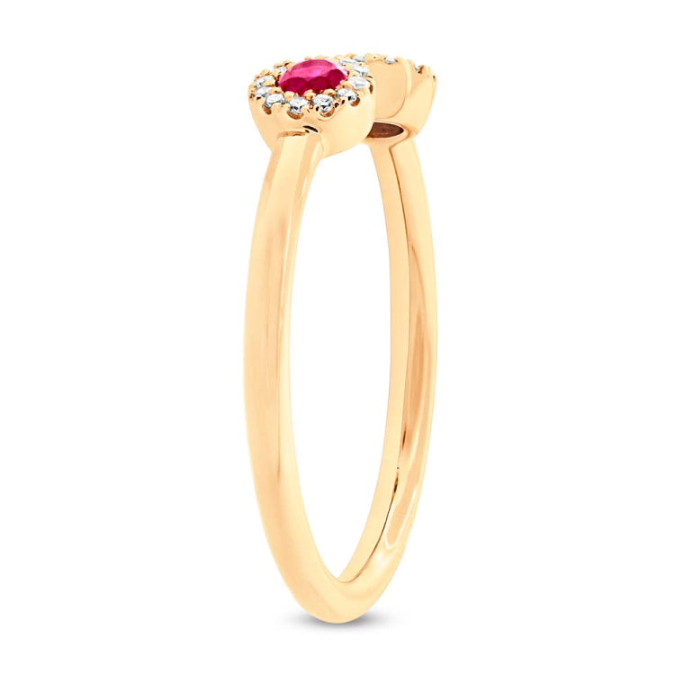 0.07ct Diamond & 0.20ct Ruby 14k Yellow Gold Lady's Ring