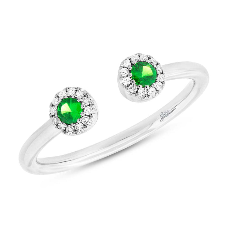 0.07ct Diamond & 0.18ct Green Garnet 14k White Gold Lady's Ring