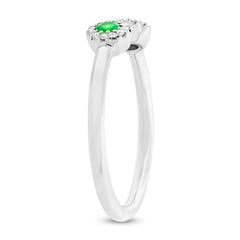 0.07ct Diamond & 0.18ct Green Garnet 14k White Gold Lady's Ring