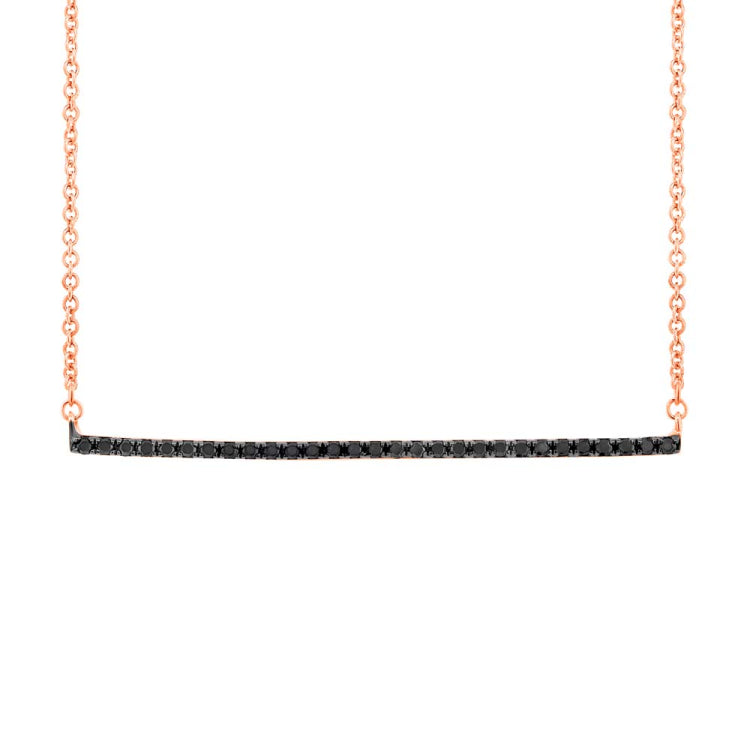 0.08ct 14k Rose Gold Black Diamond Bar Pendant