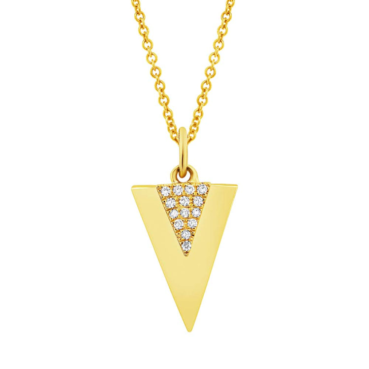 0.03ct 14k Yellow Gold Diamond Triangle Pendant