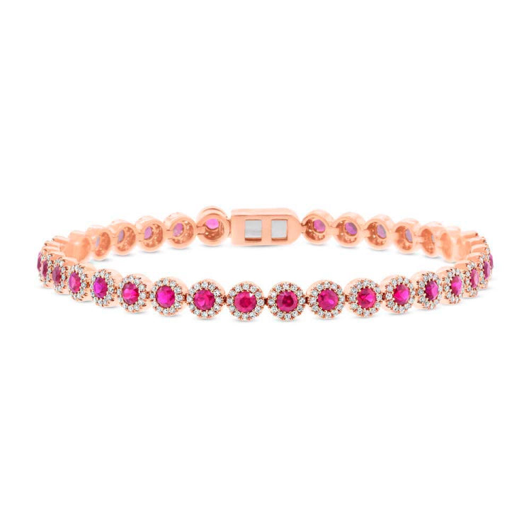 1.28ct Diamond & 3.65ct Ruby 14k Rose Gold Bracelet