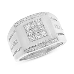 0.79ct 14k White Gold Diamond Men's Ring