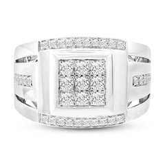 0.79ct 14k White Gold Diamond Men's Ring