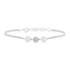 0.05ct 14k White Gold Diamond Pave Circle Bracelet