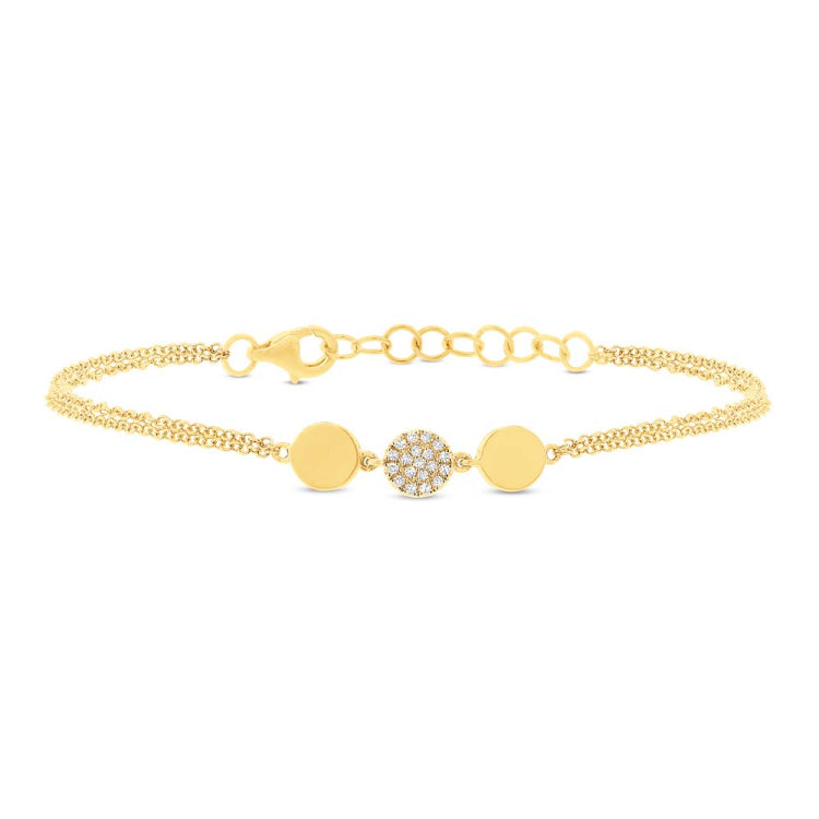 0.05ct 14k Yellow Gold Diamond Pave Circle Bracelet