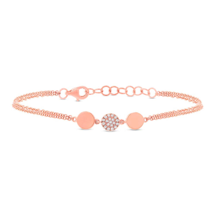 0.05ct 14k Rose Gold Diamond Pave Circle Bracelet