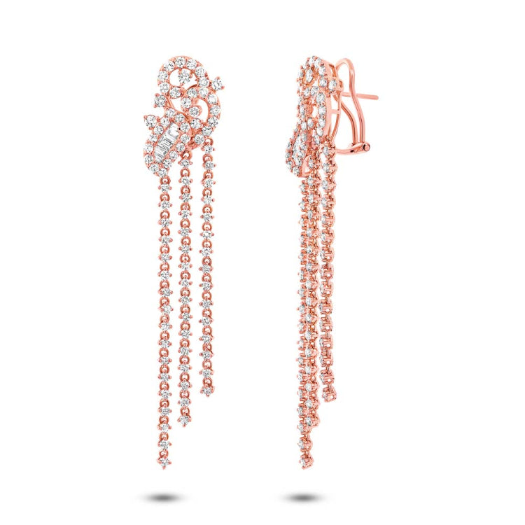 4.78ct 18k Rose Gold Diamond Chandelier Earring
