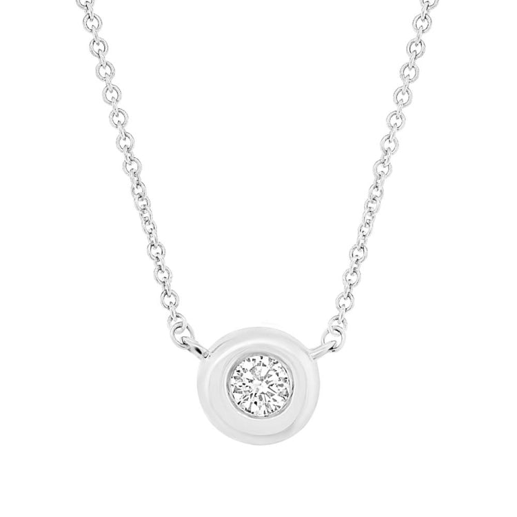 0.05ct 14k White Gold Diamond Bezel Pendant