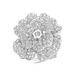 5.06ct 18k White Gold Diamond Flower Semi-mount Ring