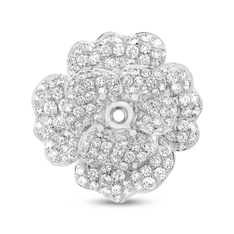 5.06ct 18k White Gold Diamond Flower Semi-mount Ring