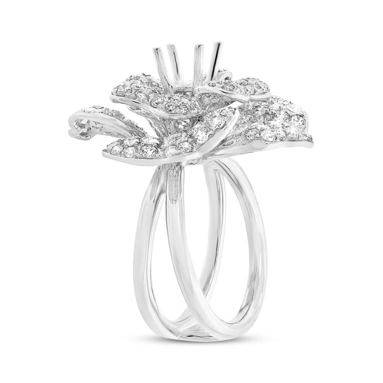 5.06ct 18k White Gold Diamond Flower Semi-mount Ring