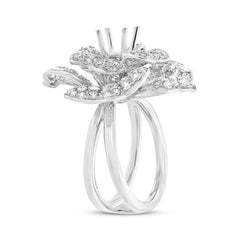 5.06ct 18k White Gold Diamond Flower Semi-mount Ring