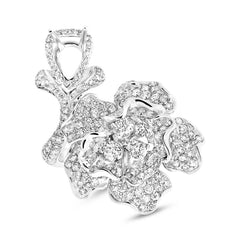4.66ct 18k White Gold Diamond Flower Semi-mount Ring