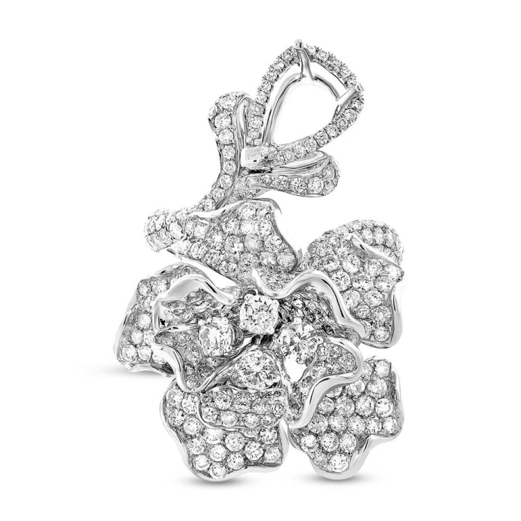 4.66ct 18k White Gold Diamond Flower Semi-mount Ring