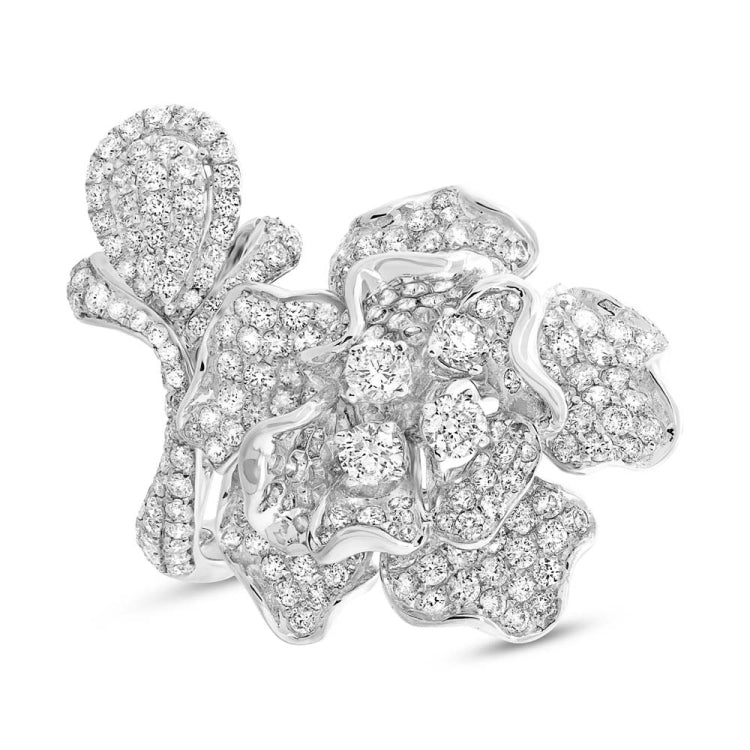 5.04ct 18k White Gold Diamond Flower Lady's Ring