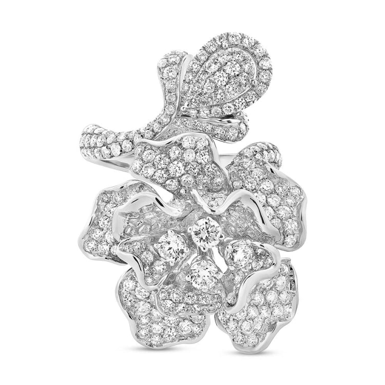5.04ct 18k White Gold Diamond Flower Lady's Ring