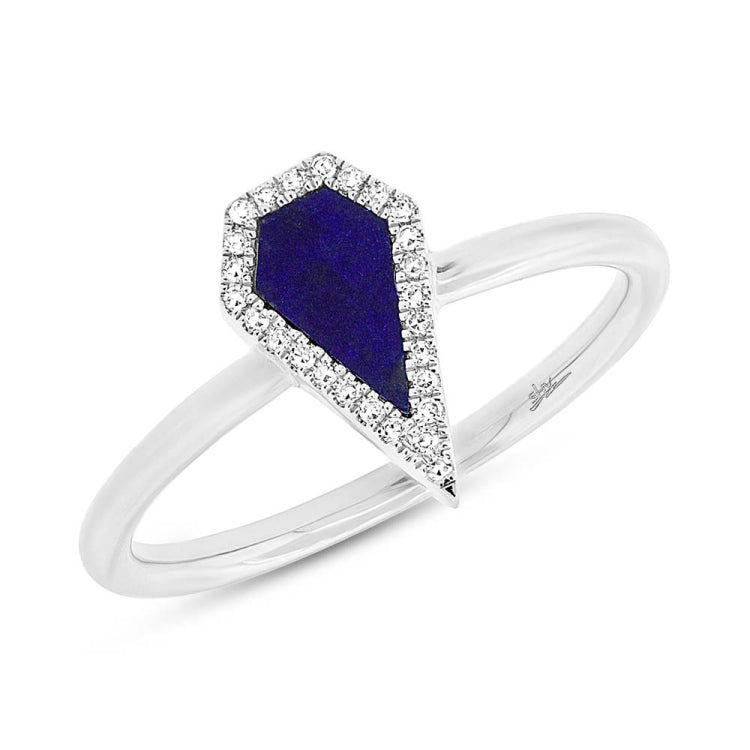 0.06ct Diamond & 0.32ct Lapis 14k White Gold Lady's Ring
