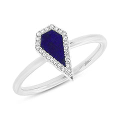0.06ct Diamond & 0.32ct Lapis 14k White Gold Lady's Ring