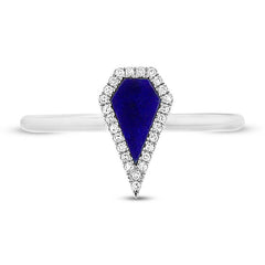 0.06ct Diamond & 0.32ct Lapis 14k White Gold Lady's Ring